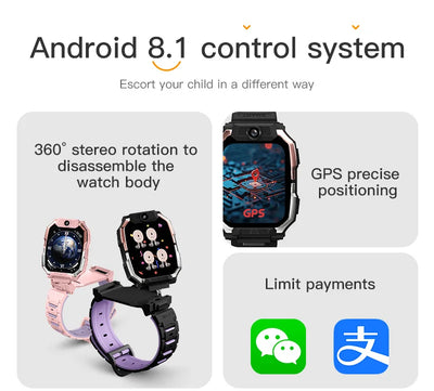 Smartwatch Kids GPS SIM Card 4G 2025 Connected 5G Smart Watch SOS Howear HW Z10 Video Call APP Store Dual Cameras Wifi Bluetooth