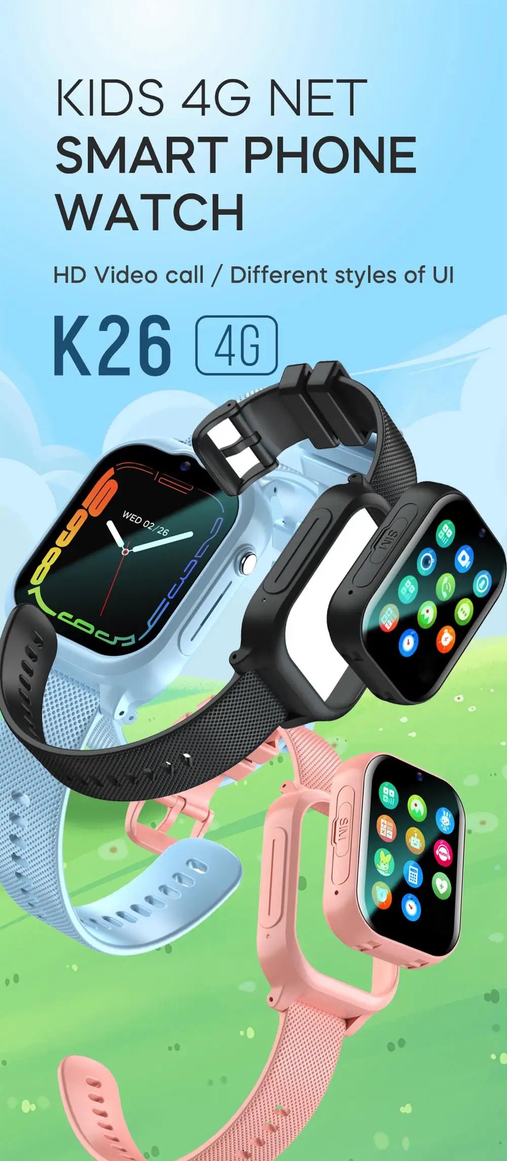 New 4G Video Call Chat Smart Watch Kids Student Waterproof GPS WIFI LBS Location 700Mah Battery Calculator Children Smartwatch