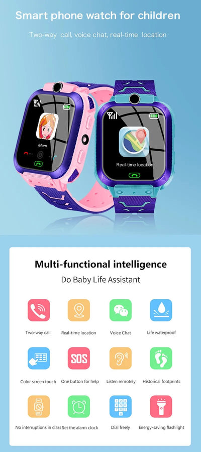 Q19 Kids Smart Watch Kids GPS WIFI 2G Sim Card LBS Tracker SOS Camera Children Voice Smartwatch Touchscreen Video Call Watch