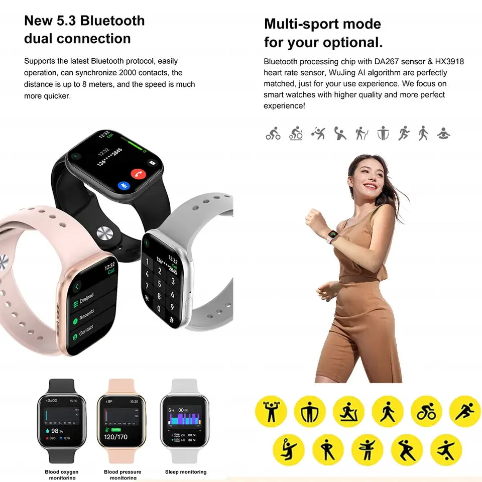 New GPS Smart Watch Men For Apple Watch 9 Series Always On Display Body Temperature BT Call NFC Women Smartwatch For IOS Android