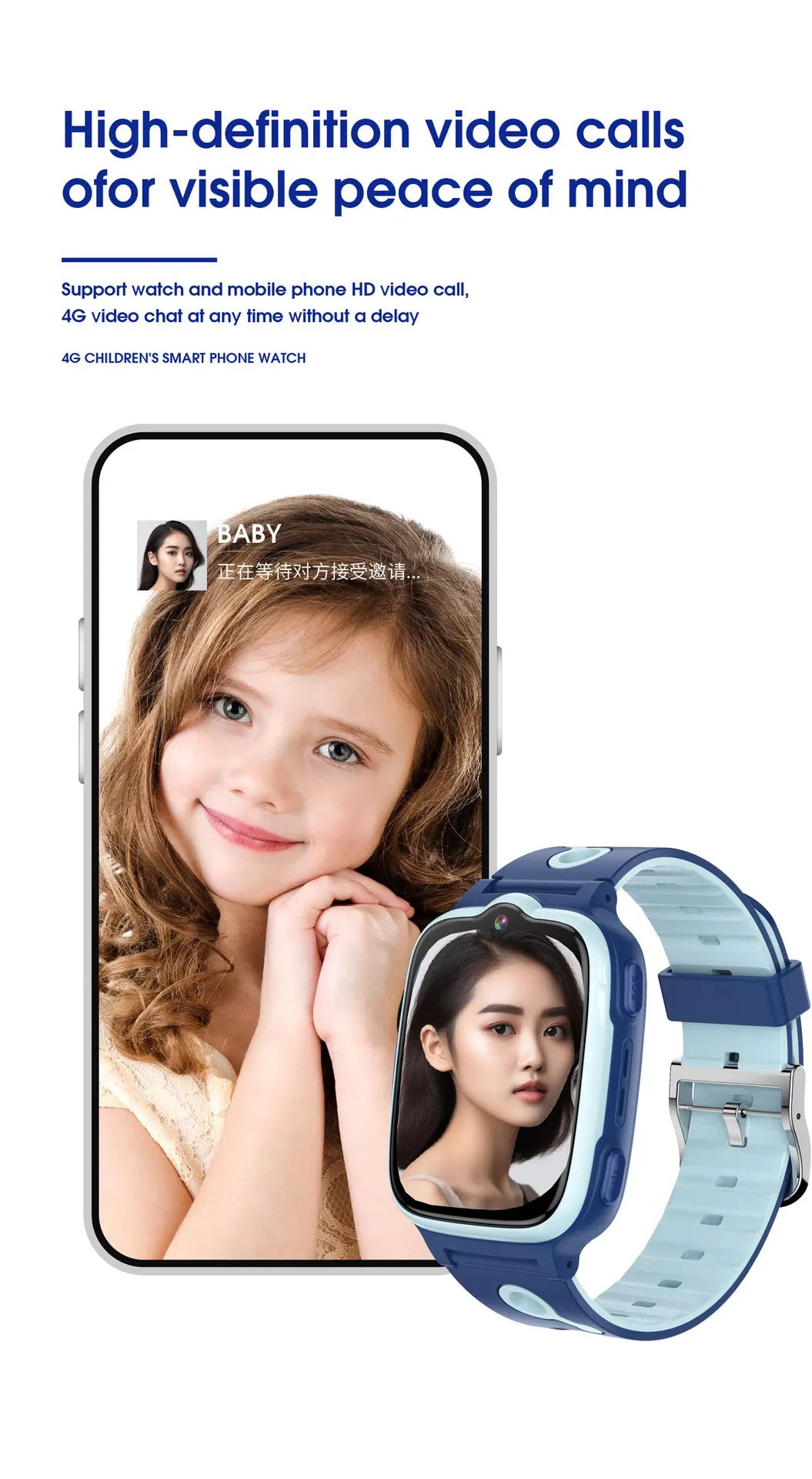 2025 new 4G children's smart phone watch GPS tracking high-definition video call IP67 waterproof parental control SOS anti loss