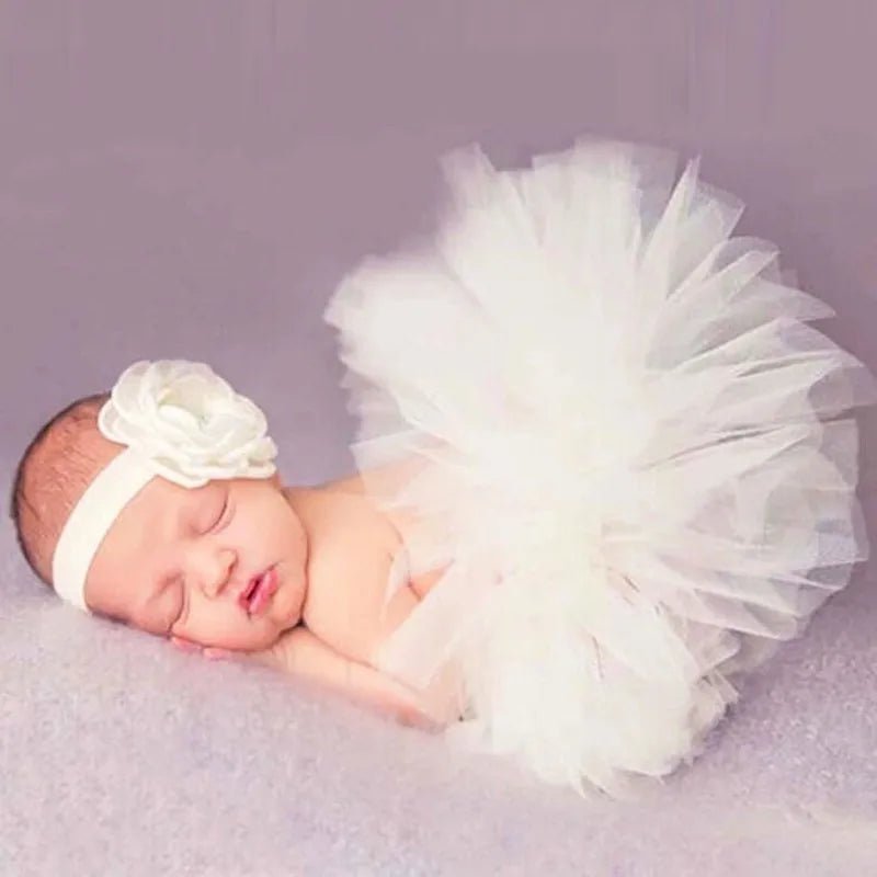 Baby Tutu Skirt Newborn Photography Props Cute Princess Infant Outfit With Flower Headband Accesssories Baby Girls Dress - Tiny Treasure Boutik