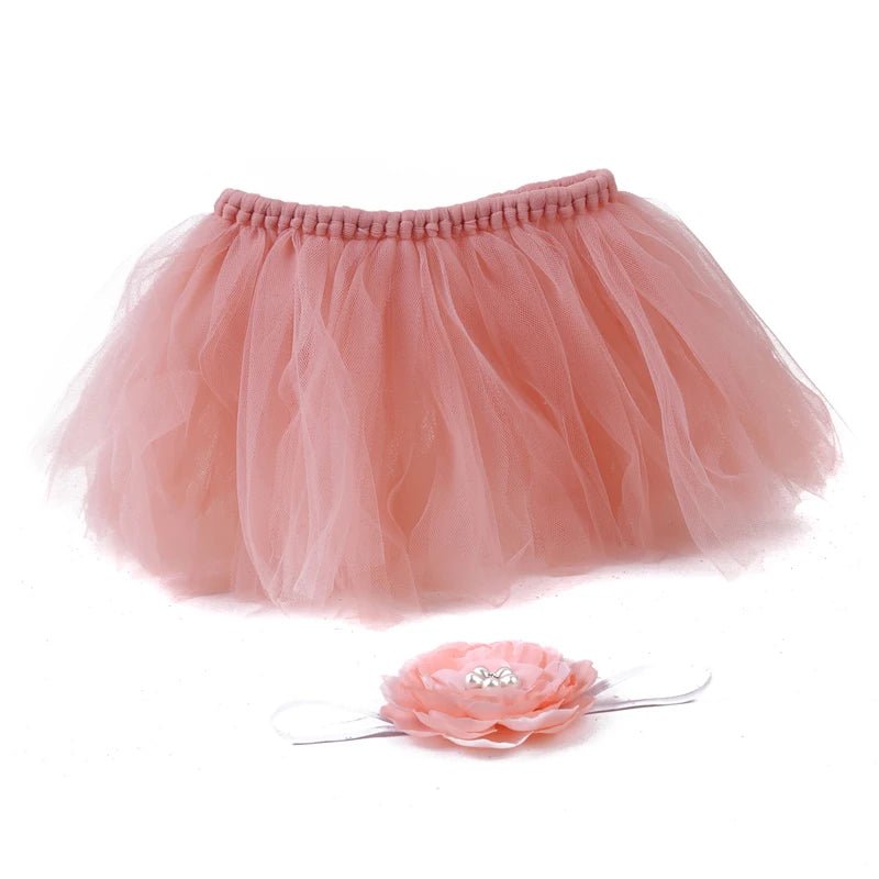 Baby Tutu Skirt Newborn Photography Props Cute Princess Infant Outfit With Flower Headband Accesssories Baby Girls Dress - Tiny Treasure Boutik