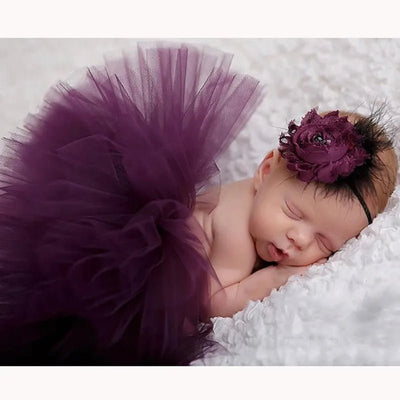 Baby Tutu Skirt Newborn Photography Props Cute Princess Infant Outfit With Flower Headband Accesssories Baby Girls Dress - Tiny Treasure Boutik