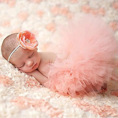 Baby Tutu Skirt Newborn Photography Props Cute Princess Infant Outfit With Flower Headband Accesssories Baby Girls Dress - Tiny Treasure Boutik