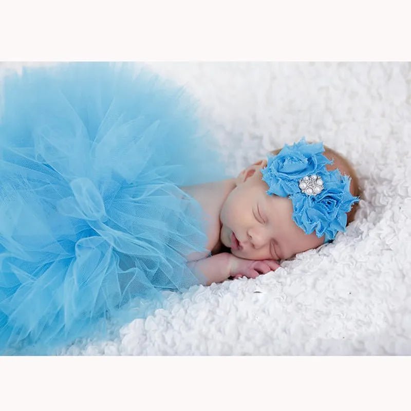 Baby Tutu Skirt Newborn Photography Props Cute Princess Infant Outfit With Flower Headband Accesssories Baby Girls Dress - Tiny Treasure Boutik