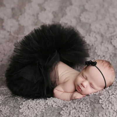 Baby Tutu Skirt Newborn Photography Props Cute Princess Infant Outfit With Flower Headband Accesssories Baby Girls Dress - Tiny Treasure Boutik