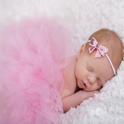 Fluffy Flower Tutu Set Baby Pink Tutu Skirt with Headband Cake Smash Outfit Newborn Photo Props Infant Princess Clothes - Tiny Treasure Boutik