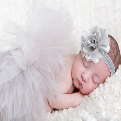 Fluffy Flower Tutu Set Baby Pink Tutu Skirt with Headband Cake Smash Outfit Newborn Photo Props Infant Princess Clothes - Tiny Treasure Boutik