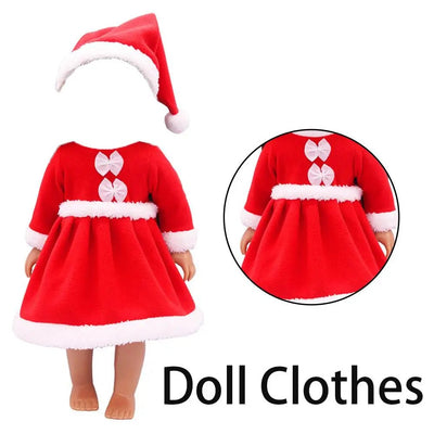 FreeShipping Christmas Red Doll Colth Set For 43 CM Baby Doll Clothes Accessories 18 Inch American Doll Girl Toys Cloth - Tiny Treasure Boutik