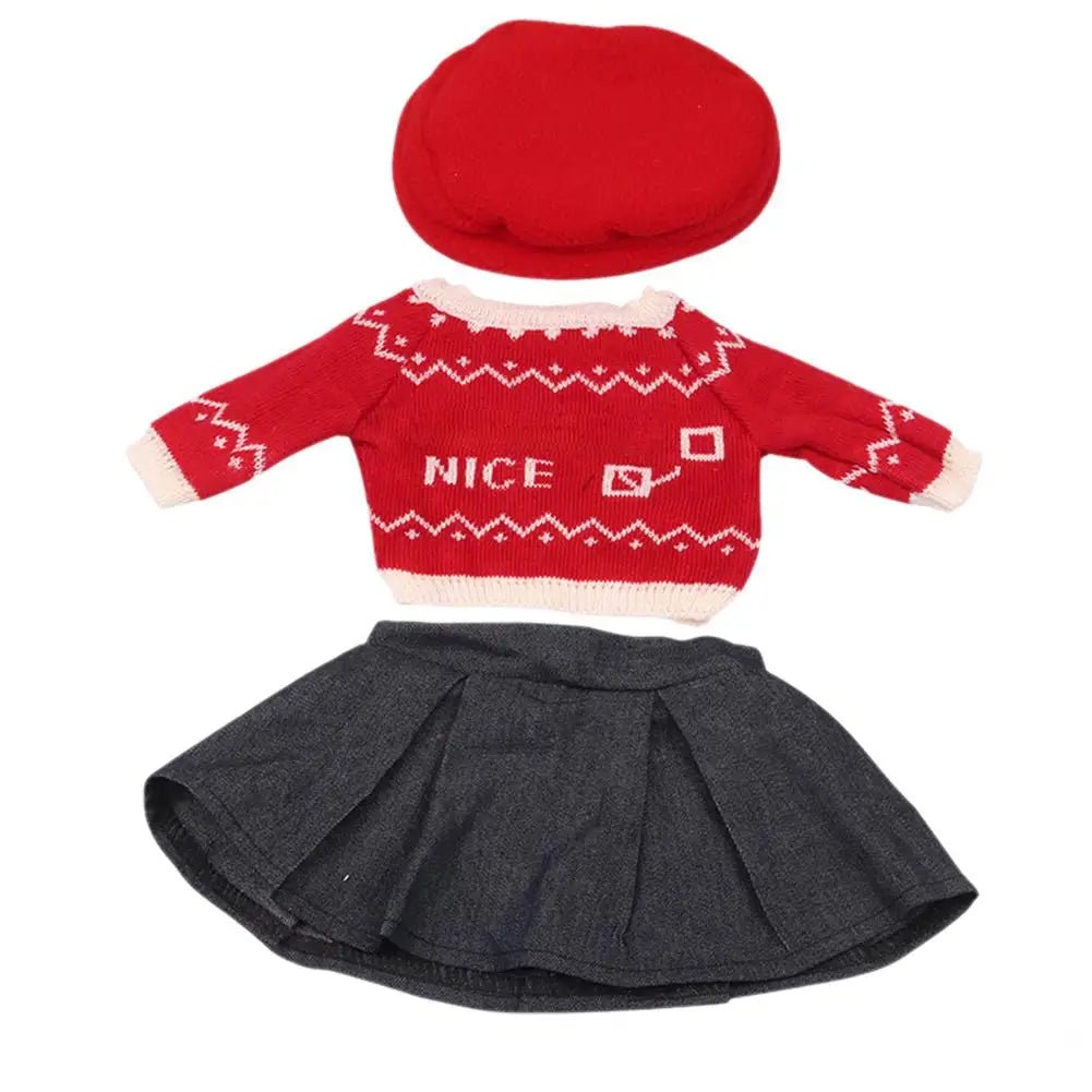 FreeShipping Christmas Red Doll Colth Set For 43 CM Baby Doll Clothes Accessories 18 Inch American Doll Girl Toys Cloth - Tiny Treasure Boutik