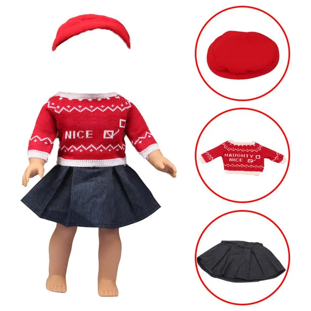 FreeShipping Christmas Red Doll Colth Set For 43 CM Baby Doll Clothes Accessories 18 Inch American Doll Girl Toys Cloth - Tiny Treasure Boutik