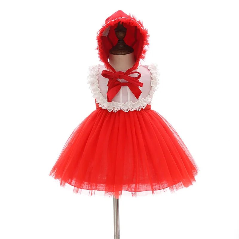 Hetiso Baby Girls Dresses with Cap Red Christmas Cotton Kids Dress Children Wear Girl Clothes 0 - 24 month - Tiny Treasure Boutik