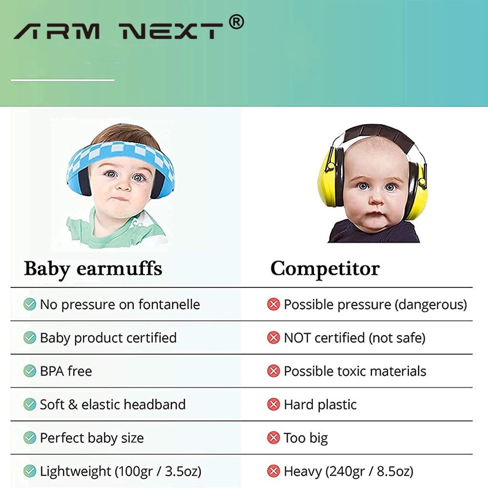 Infant Ear Muffs Noise Cancelling Soft Padded Design Baby Ear Protection Headphones with Elastic Headband - Tiny Treasure Boutik