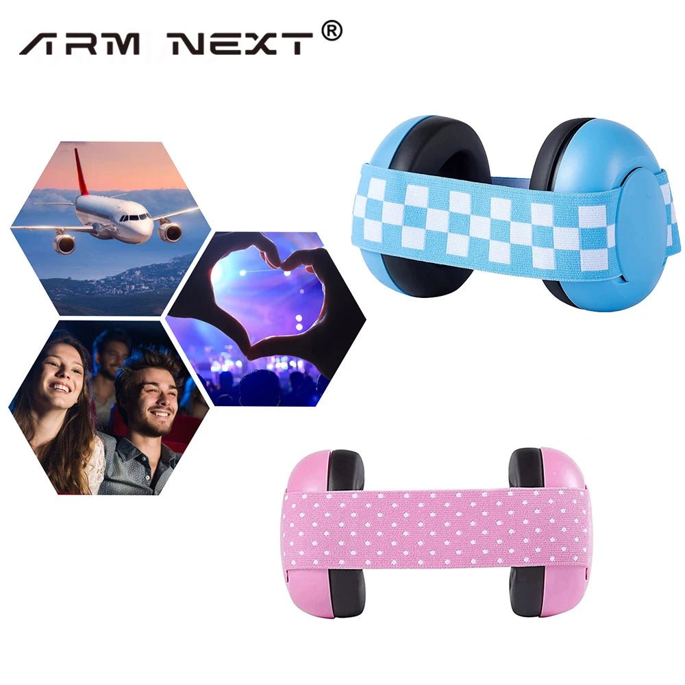 Infant Ear Muffs Noise Cancelling Soft Padded Design Baby Ear Protection Headphones with Elastic Headband - Tiny Treasure Boutik