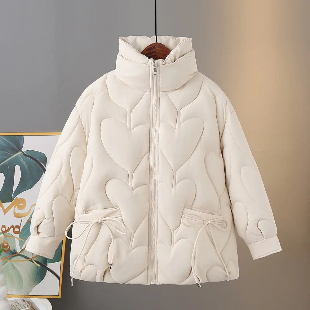 Plus Size Women Parka Winter New Loose Fashion Stand Collar Thicken Warm cotton - padded Coat 899 - Tiny Treasure Boutik