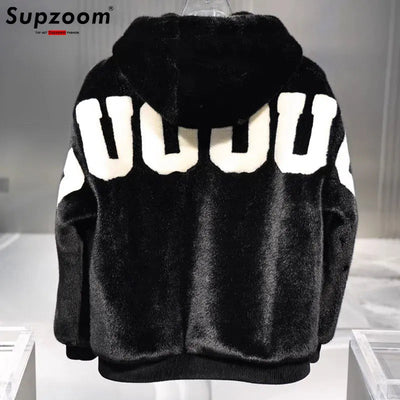 Supzoom 2023 New Arrival Imitation Rabbit Hair Cotton Top Fashion Loose Hip Hop Casual Embroidery Warm Winter Jackets Coats - Tiny Treasure Boutik