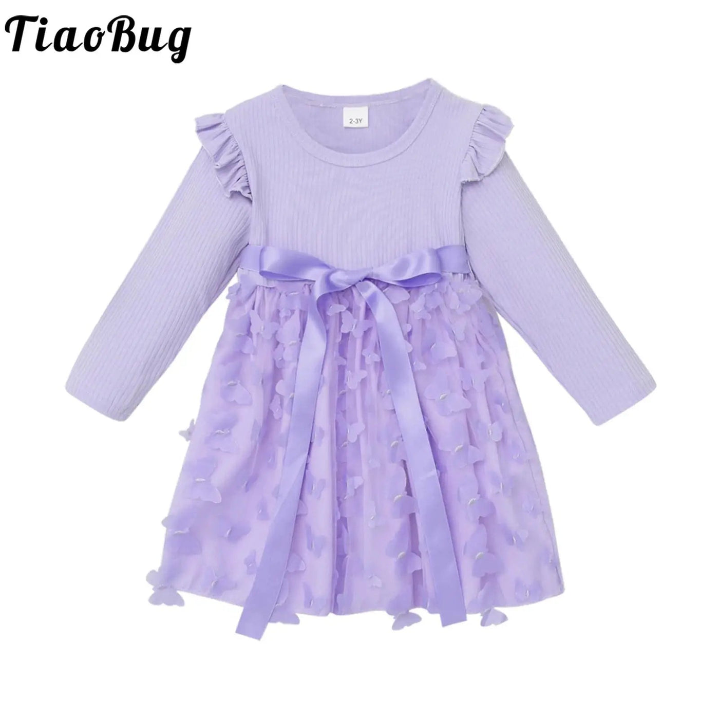 Toddler Baby Girls Clothes Long Sleeve Tulle Mesh Butterfly Dress for Christmas Party Birthday Wedding Princess Dress Daily Wear - Tiny Treasure Boutik