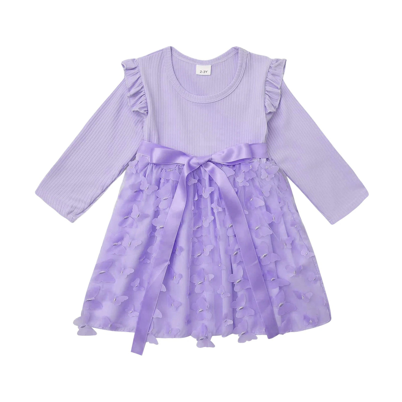 Toddler Baby Girls Clothes Long Sleeve Tulle Mesh Butterfly Dress for Christmas Party Birthday Wedding Princess Dress Daily Wear - Tiny Treasure Boutik