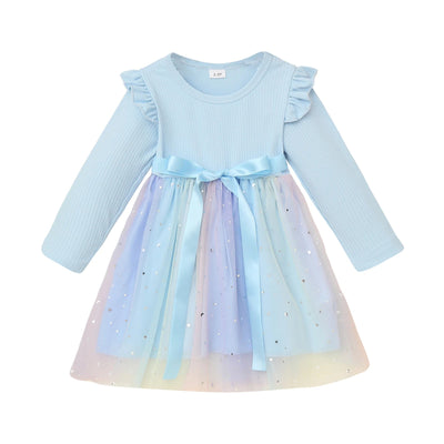 Toddler Baby Girls Clothes Long Sleeve Tulle Mesh Butterfly Dress for Christmas Party Birthday Wedding Princess Dress Daily Wear - Tiny Treasure Boutik