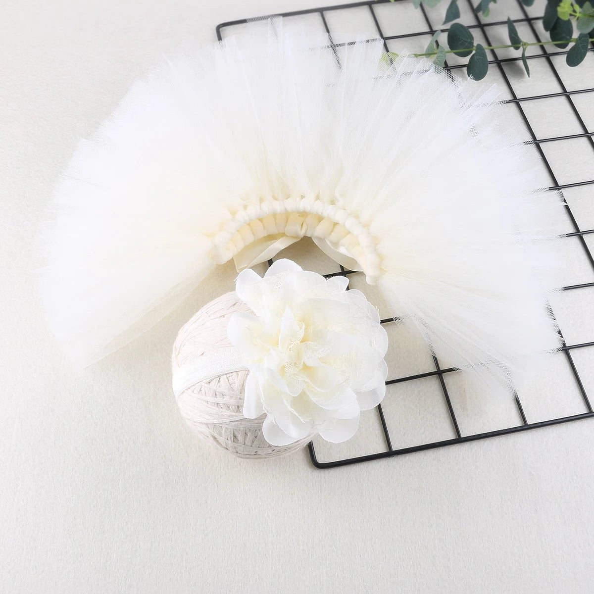 Ylsteed Newborn Photography Outfits Girl Handmade Infant Tutu Skirt with Flower Headband Princess Clothes Baby Girl Photo Props - Tiny Treasure Boutik