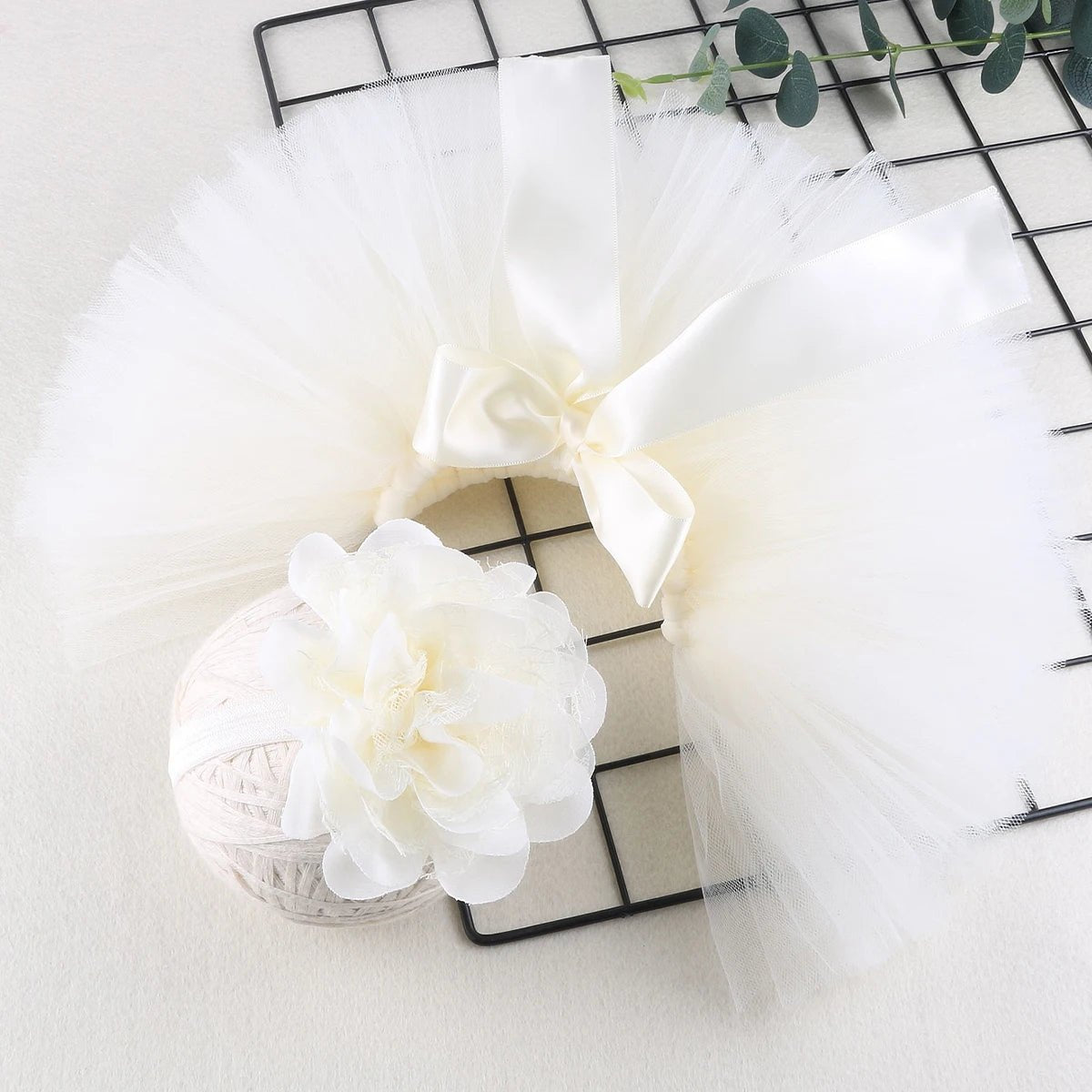 Ylsteed Newborn Photography Outfits Girl Handmade Infant Tutu Skirt with Flower Headband Princess Clothes Baby Girl Photo Props - Tiny Treasure Boutik