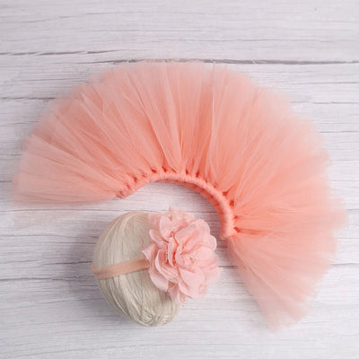 Ylsteed Newborn Photography Outfits Girl Handmade Infant Tutu Skirt with Flower Headband Princess Clothes Baby Girl Photo Props - Tiny Treasure Boutik