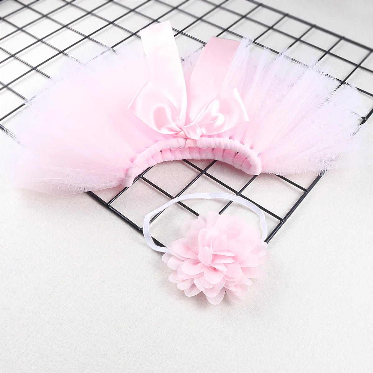 Ylsteed Newborn Photography Outfits Girl Handmade Infant Tutu Skirt with Flower Headband Princess Clothes Baby Girl Photo Props - Tiny Treasure Boutik