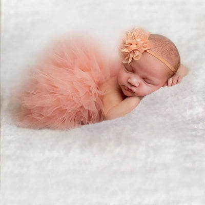 Ylsteed Newborn Photography Outfits Girl Handmade Infant Tutu Skirt with Flower Headband Princess Clothes Baby Girl Photo Props - Tiny Treasure Boutik