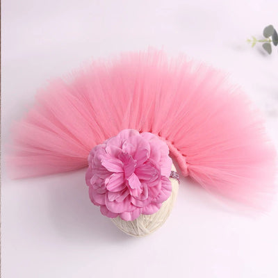 Ylsteed Newborn Photography Outfits Girl Handmade Infant Tutu Skirt with Flower Headband Princess Clothes Baby Girl Photo Props - Tiny Treasure Boutik